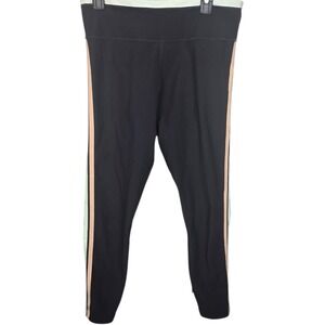 Calme Womens XL Black Athleisure‎ Leggings Side Stripe Activewear Pants Flaw